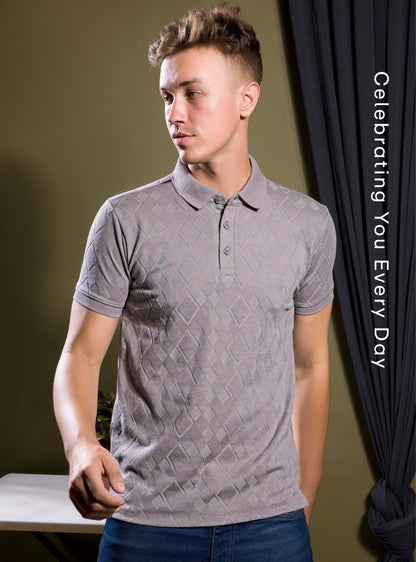 INTERLOCK  DIAMOND JACQUARD KNIT POLO