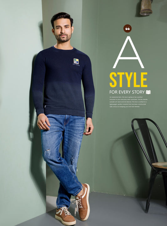 NAVY KNIT DIP DIE SWEATSHIRT