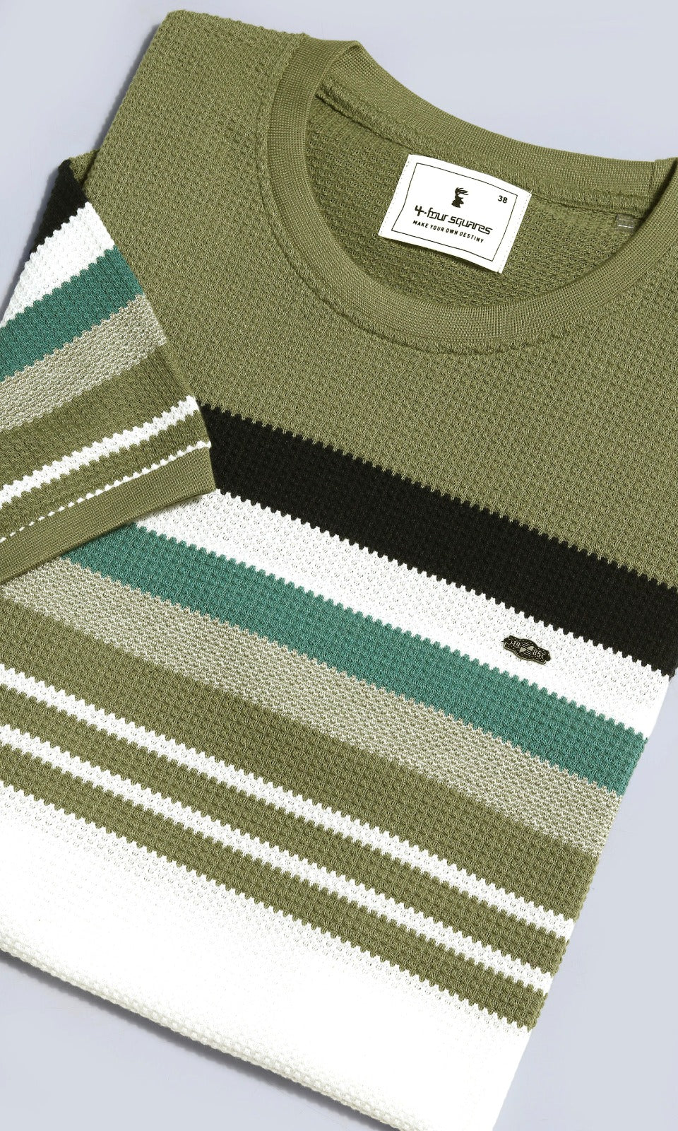 OLIVE AUTOSTRIPER BUBBLE KNIT TEES