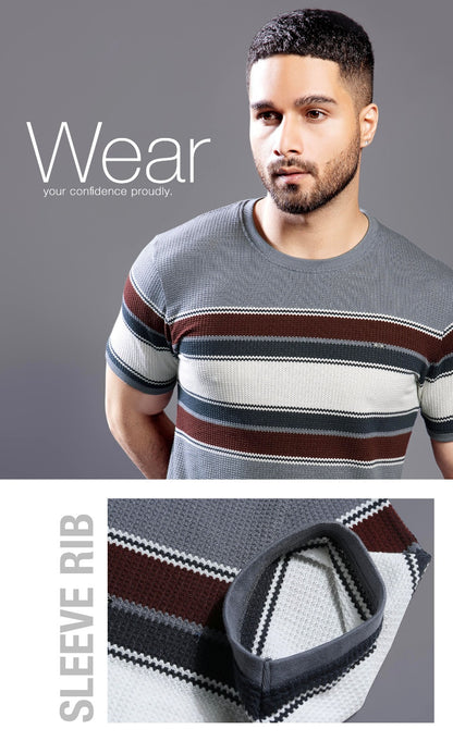 LT.GREY AUTOSTRIPER BUBBLE KNIT TEES