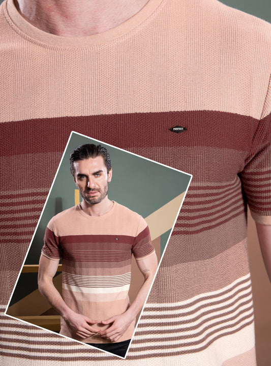 PEACH AUTOSTRIPER SWEAT KNIT STRUCTURE TEES