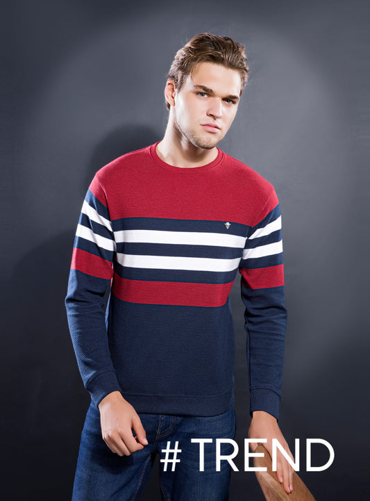 MAROON INTERLOCK STRUCTURED AUTO STRIPERS F/S