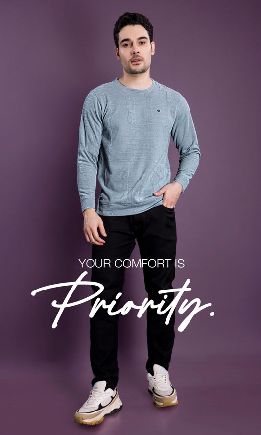 L.GREY JACQUARD INTERLOCK SWEATSHIRT