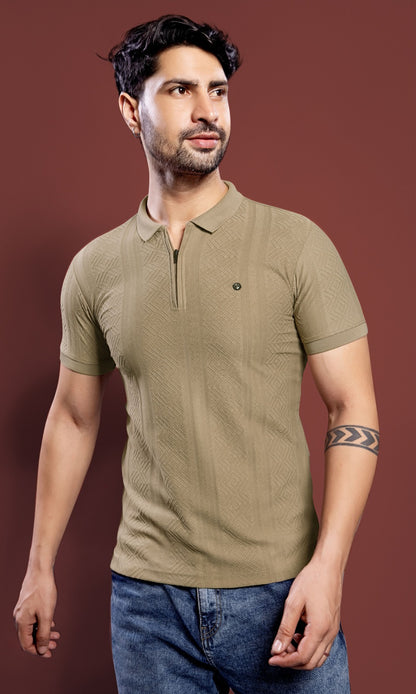 SAND BROWN SAP JACQUARD ZIPPER