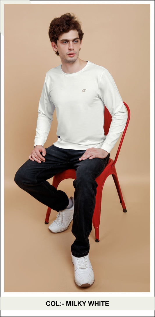 MILKY WHITE LYCRA LOOPER SWEATSHIRT