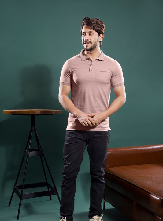 ONION PINK LYCRA SIGNATURE POLO