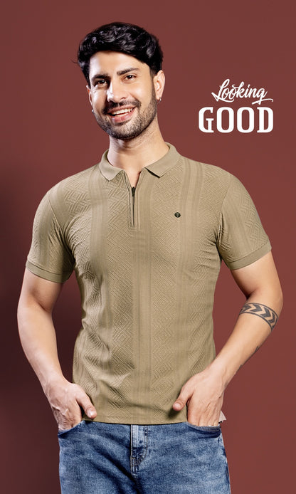 SAND BROWN SAP JACQUARD ZIPPER