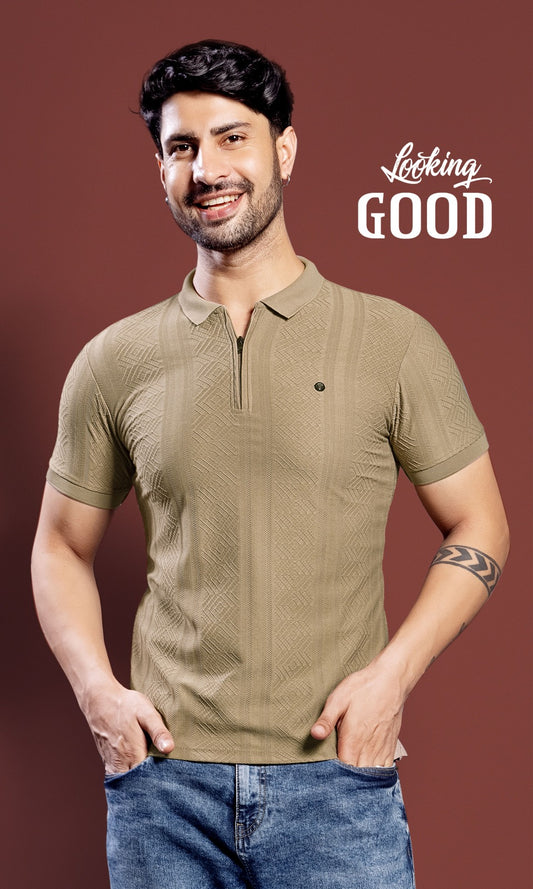 SAND BROWN SAP JACQUARD ZIPPER