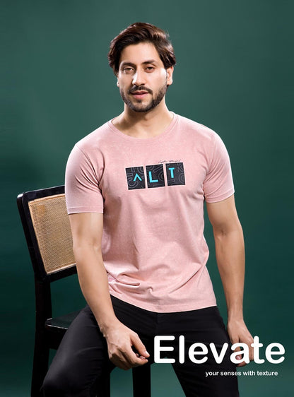 LT.PINK TENCIL LYCRA ACID WASH GRAPHIC TEES