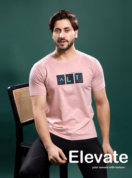 LT.PINK TENCIL LYCRA ACID WASH GRAPHIC TEES