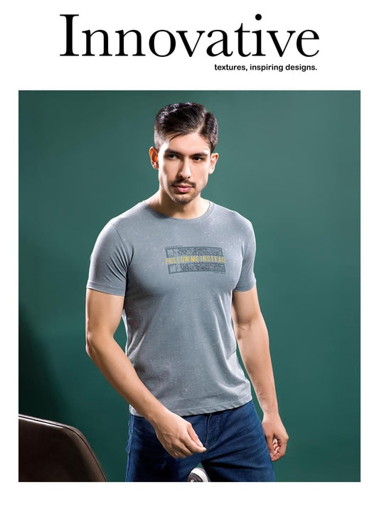 GREY TENCIL LYCRA ACID WASH GRAPHIC TEES