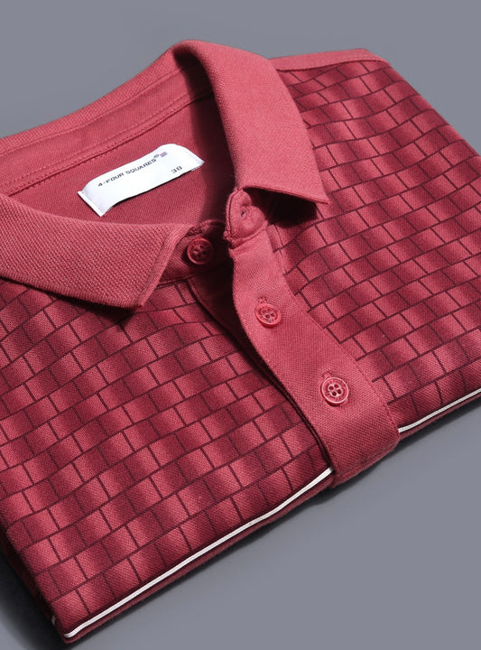 BRICK PIQUE PRINTED POLO