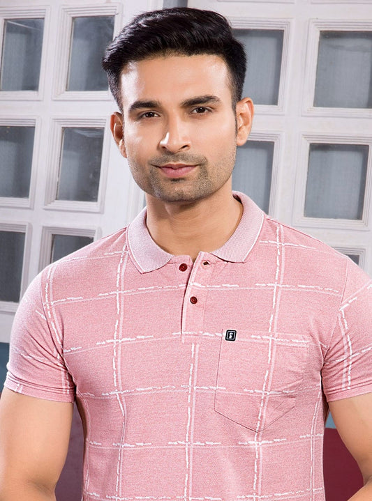 PINK GRINDLE JACQUARD POLO WITH POCKET