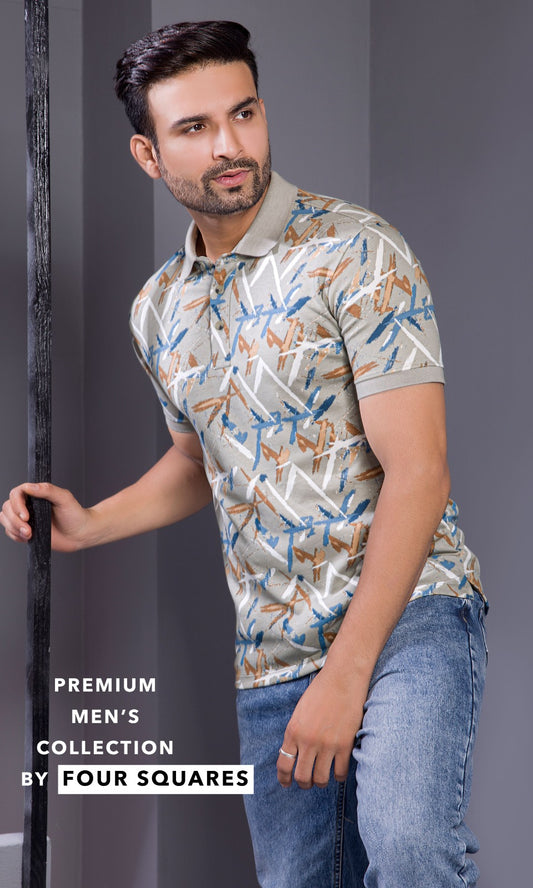 CAMEL INTERLOCK PEANUT FABRIC A.O.P POLO