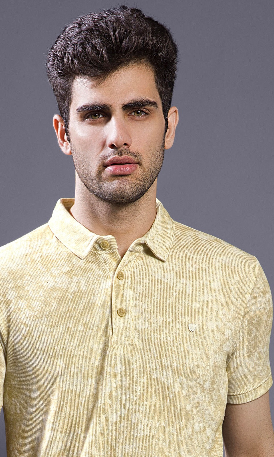 MUSTARD ABSTRACT PRINT POLO