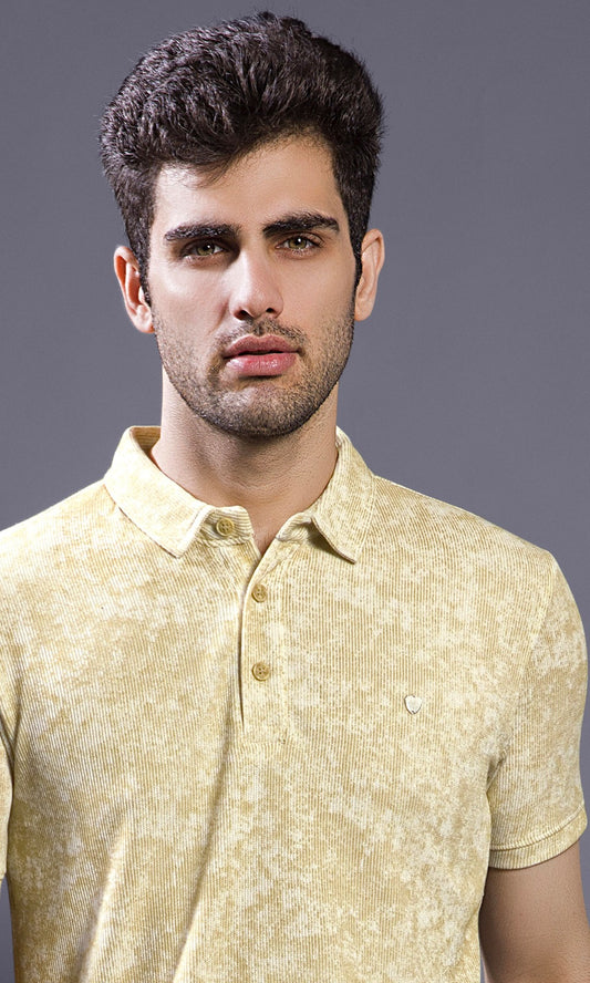 MUSTARD ABSTRACT PRINT POLO