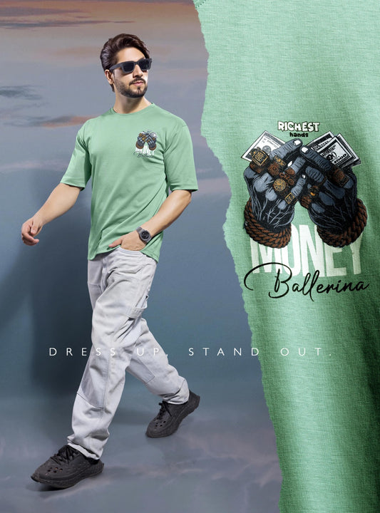 PISTA GREEN CANVAS INTERLOCK OVERSIZED TEES