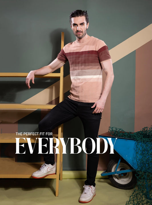 PEACH AUTOSTRIPER SWEAT KNIT STRUCTURE TEES