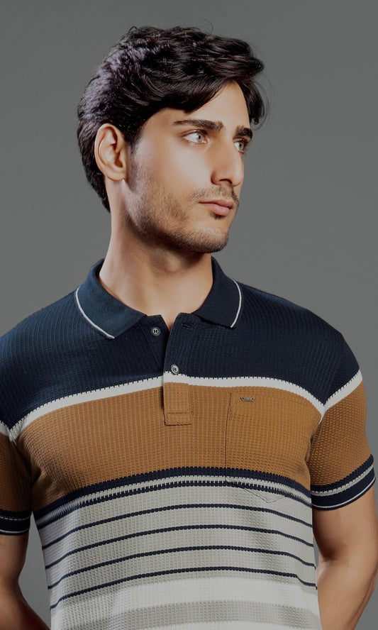 NAVY WAFFLE AUTO STRIPER WITH POCKET