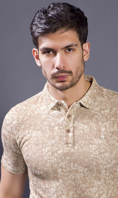 BROWN ABSTRACT PRINT POLO