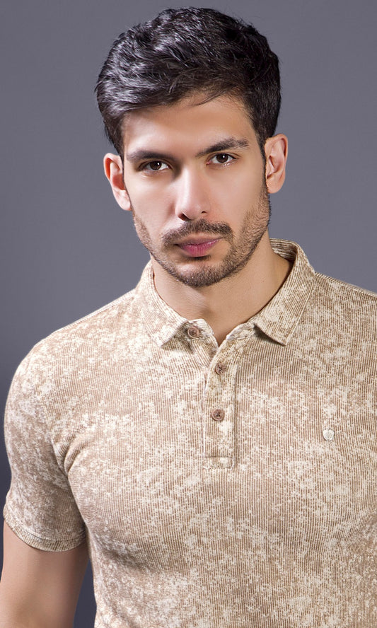 BROWN ABSTRACT PRINT POLO