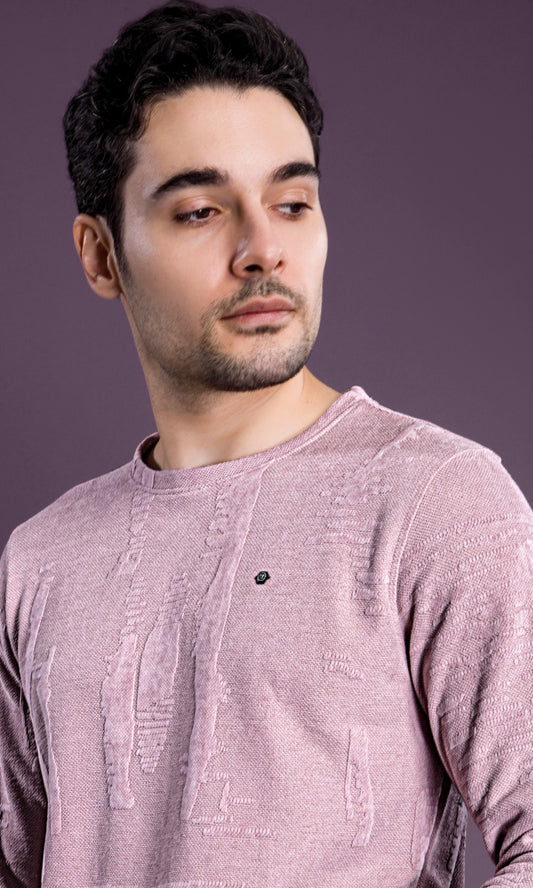 PINK JACQUARD INTERLOCK SWEATSHIRT