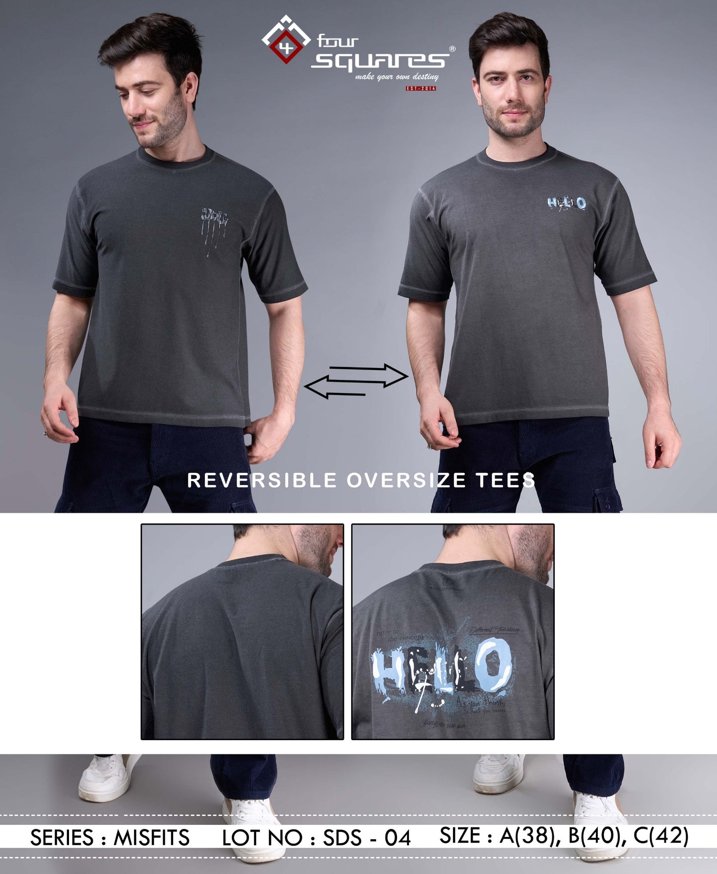 GREY REVERSABLE OVERSIZED TEES