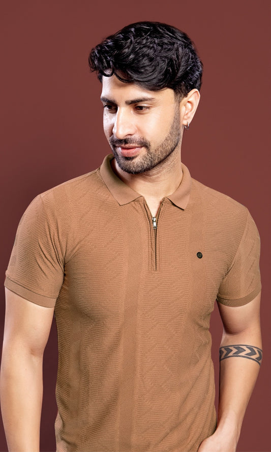 BROWN SAP JACQUARD ZIPPER