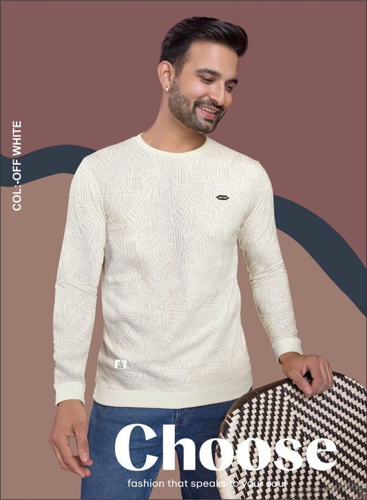 MILKY WHITE SAP MONO JACQUARD FULL SLEEVES