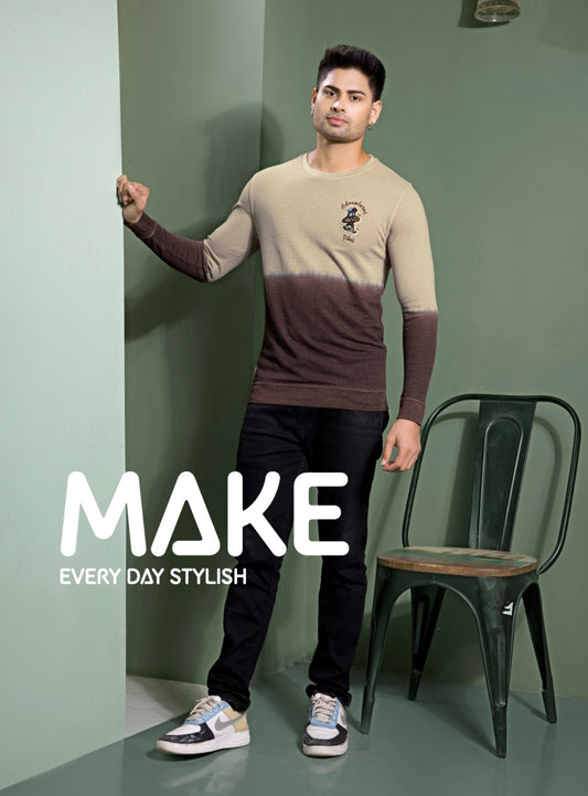 BEIGE WAFFLE KNIT DIP DIE SWEATSHIRT