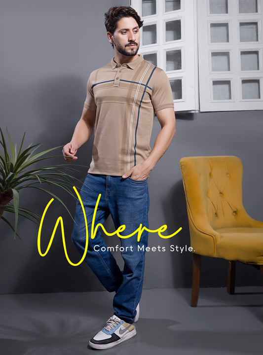 COFFEE PIQUE PRINTED POLO