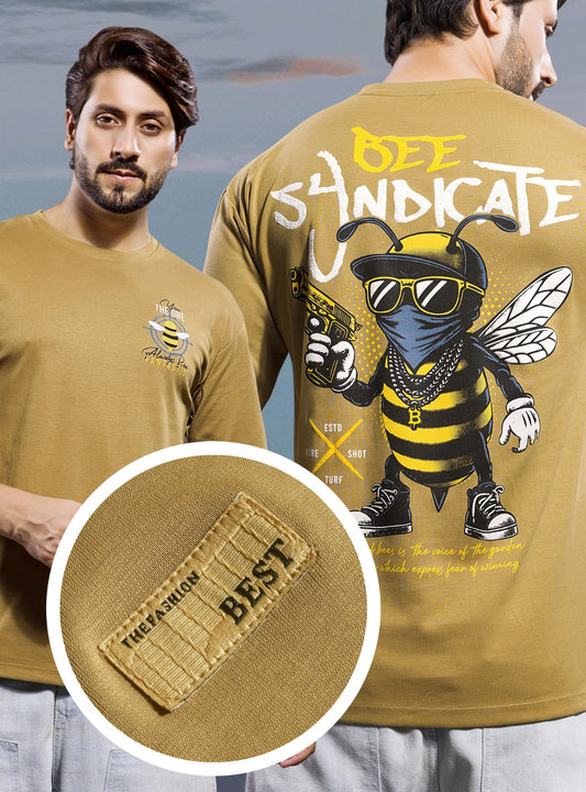 MUSTARD CANVAS INTERLOCK OVERSIZED TEES