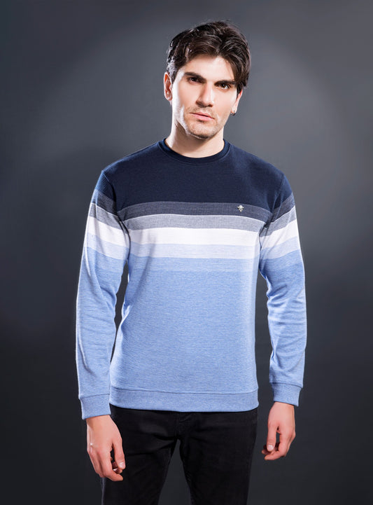 SKY BLUE INTERLOCK STRUCTURED AUTO STRIPERS F/S