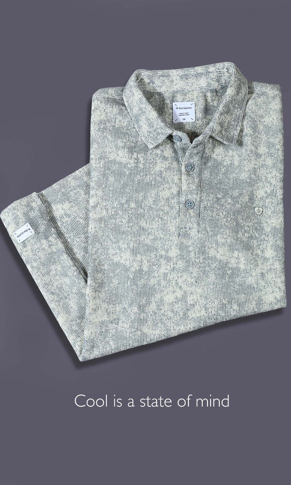 GREY ABSTRACT PRINT POLO