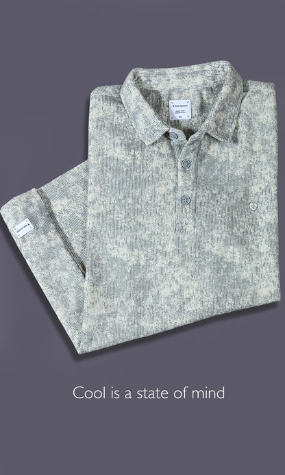 GREY ABSTRACT PRINT POLO