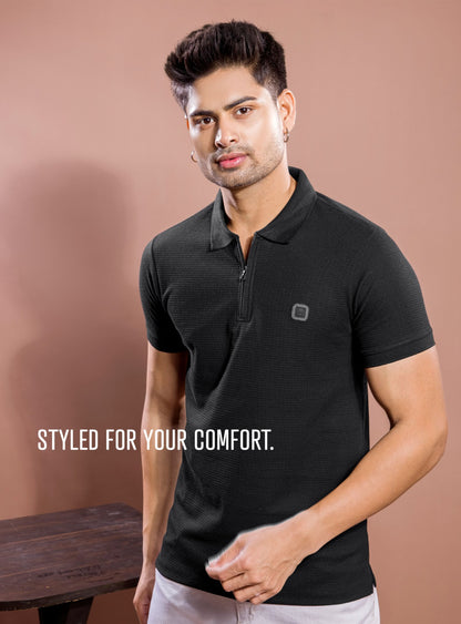 STRUCTURED POLO WITH ZIP