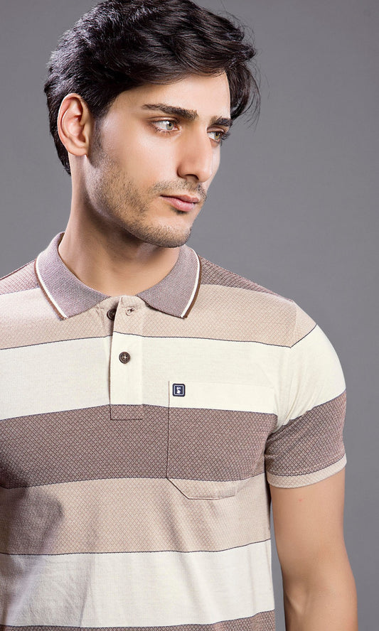 COFFEE BRICK KNIT AUTOSTRIPER WITH POCKET
