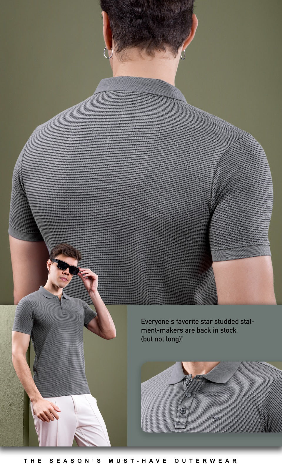 GREY ZARA KNIT POLO