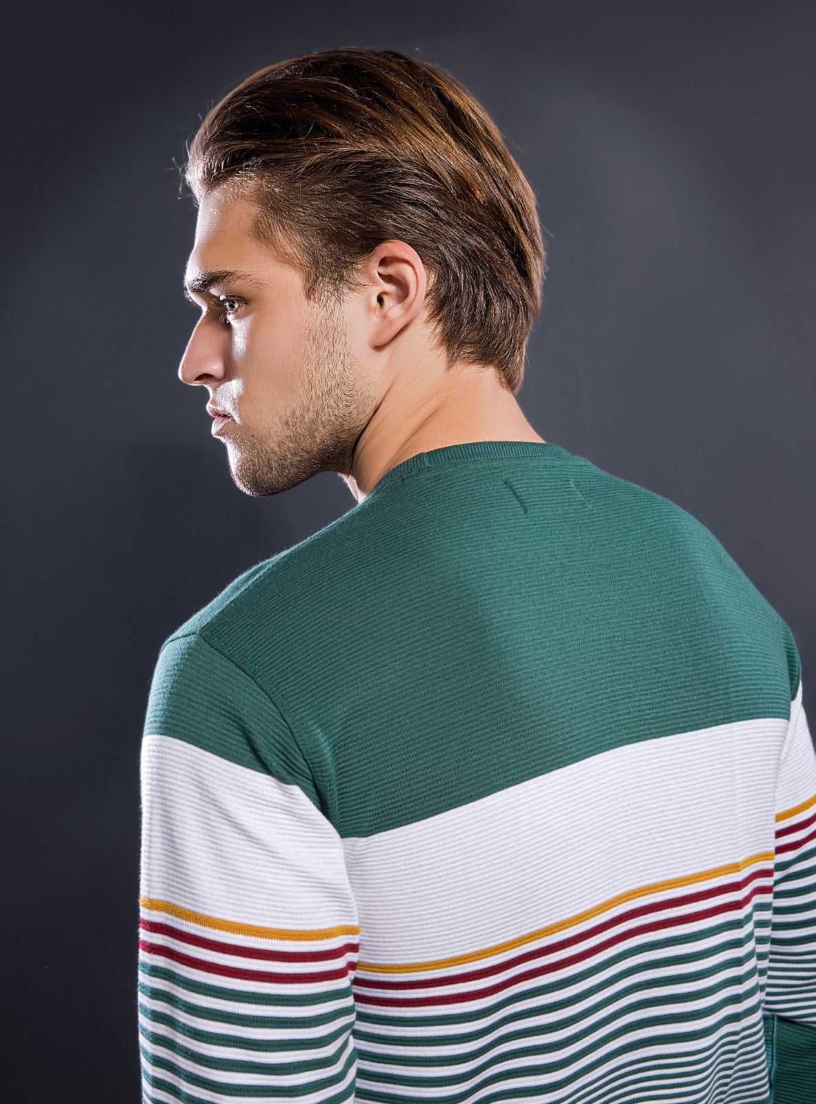 FOREST GREEN INTERLOCK STRUCTURED AUTO STRIPERS F/S