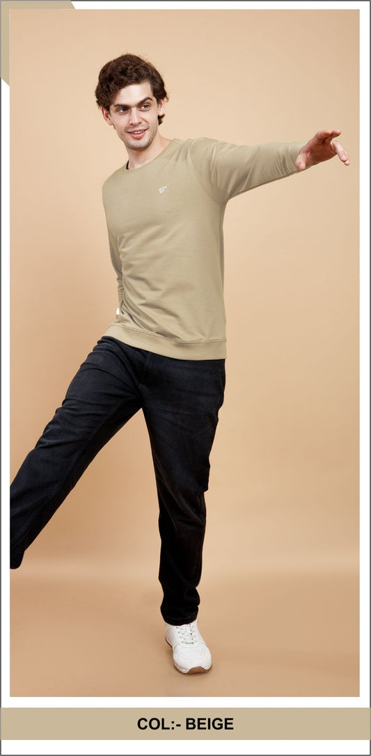 BEIGE LYCRA LOOPER SWEATSHIRT
