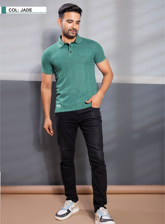 JADE VERTICAL STRUCTURED SELF STRIPE KNIT POLO