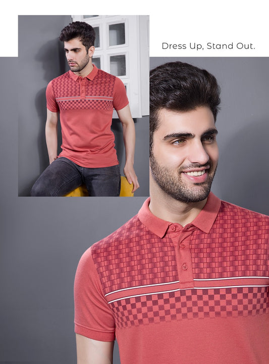 BRICK PIQUE PRINTED POLO