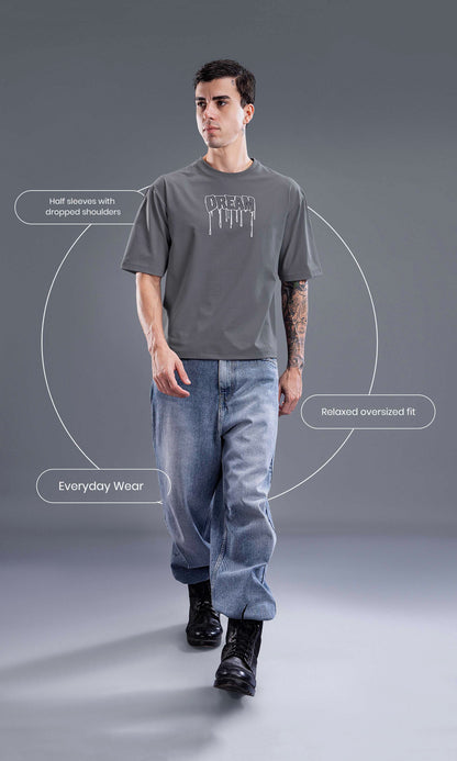 GREY IMPORTED GRAPHIC OVERSIZED TEES