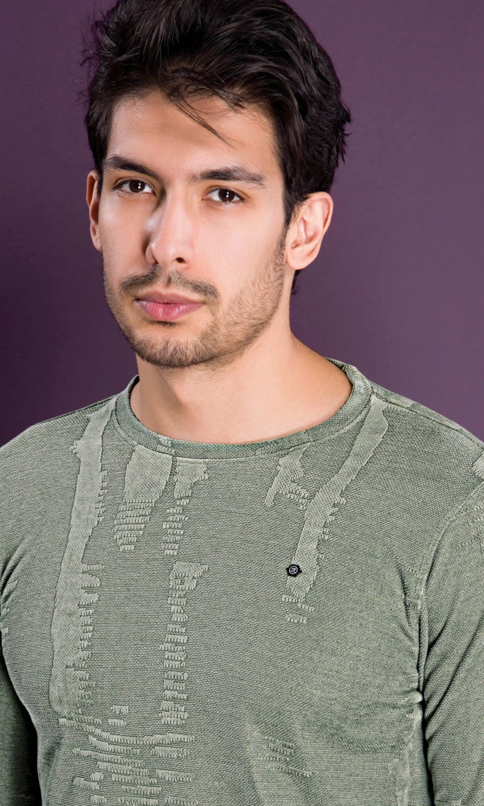 OLIVE JACQUARD INTERLOCK SWEATSHIRT