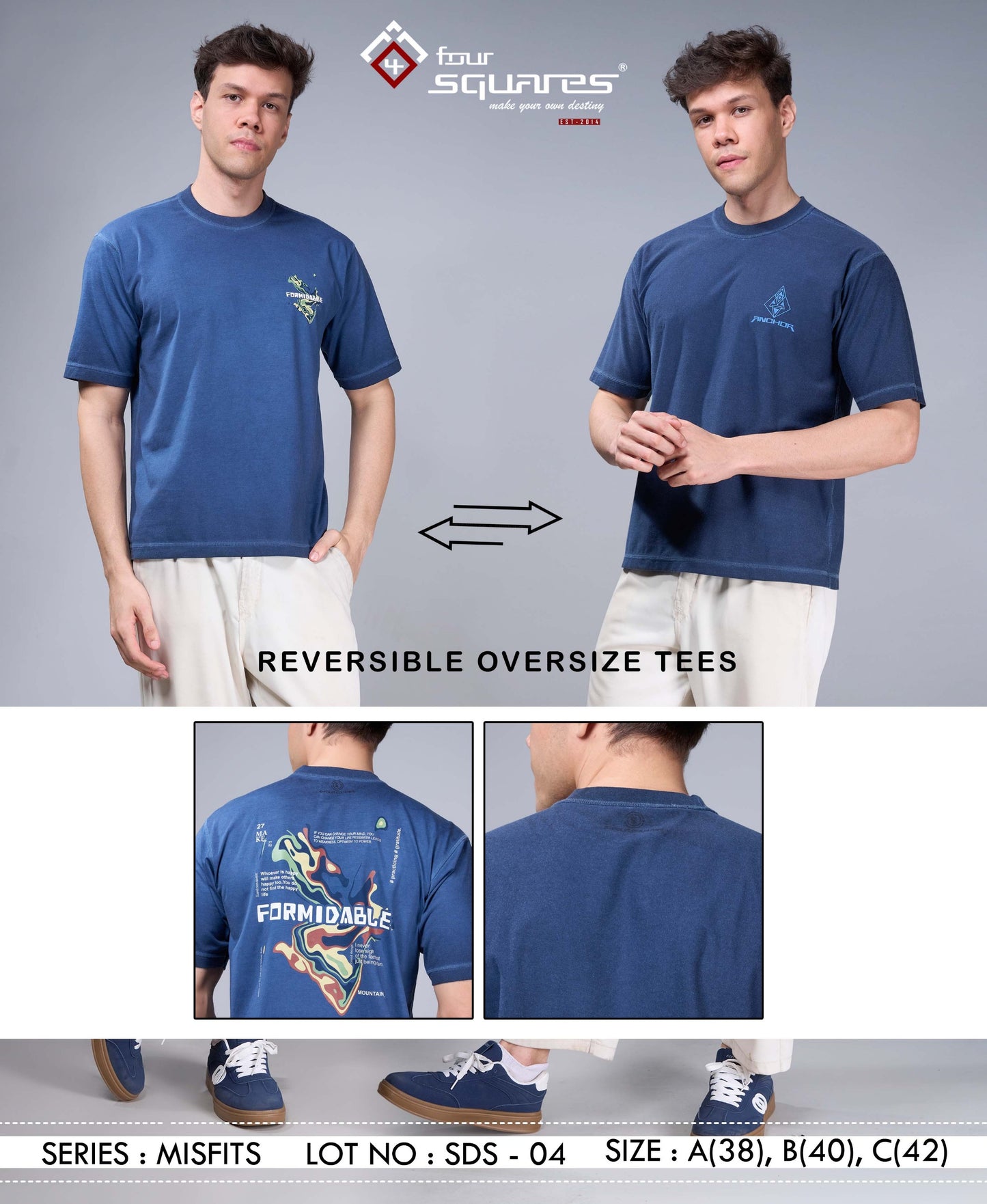NAVY REVERSABLE OVERSIZED TEES