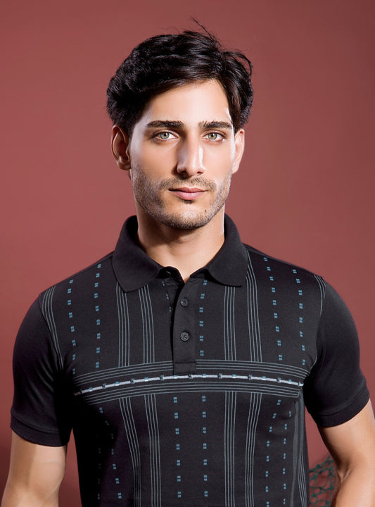 BLACK GRAPHIC POLO