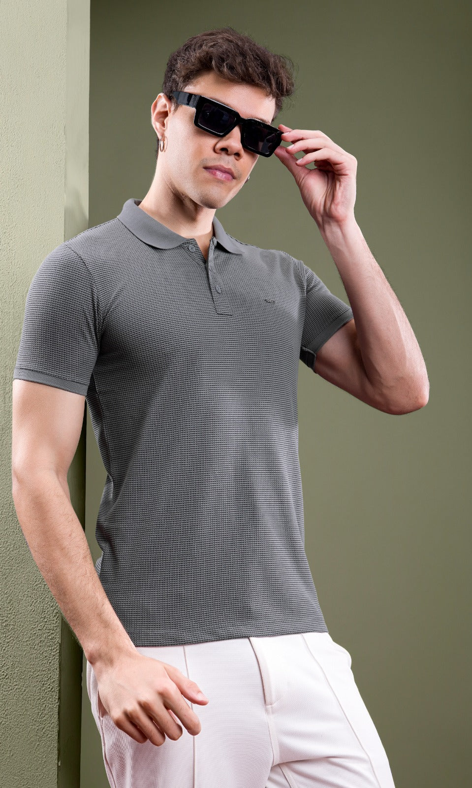GREY ZARA KNIT POLO