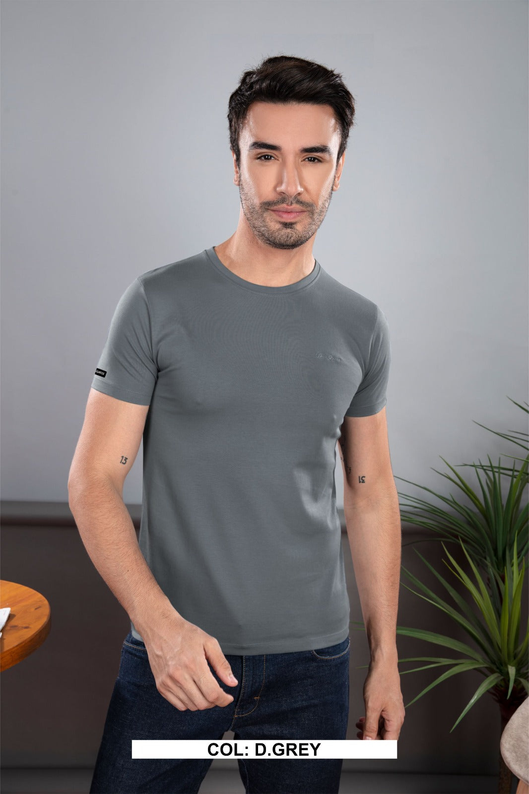 DARK GREY 100% COTTON BASIC SOLID