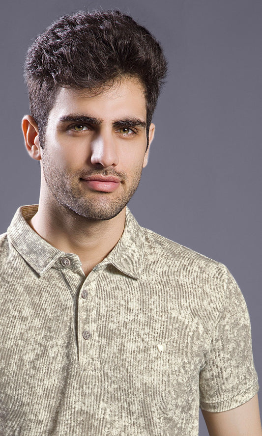 CHARCOAL ABSTRACT PRINT POLO