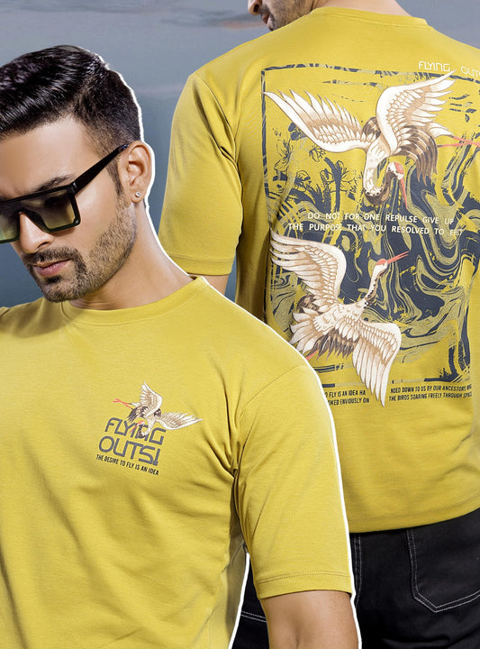 LEMON YELLOW CANVAS INTERLOCK OVERSIZED TEES